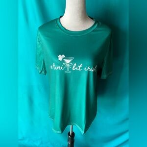 St. Patrick’s Day Women’s Green Graphic Tee with Martini Design, NWOT